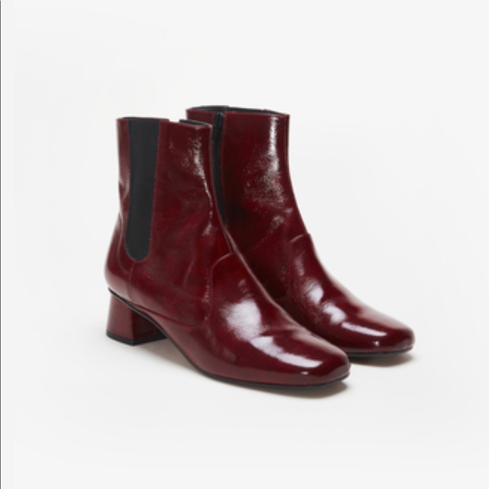 Finery London Red patent leather booties